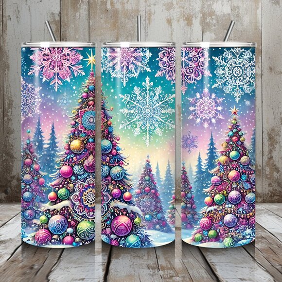 Other - Pink Christmas Tree Tumbler 20 oz